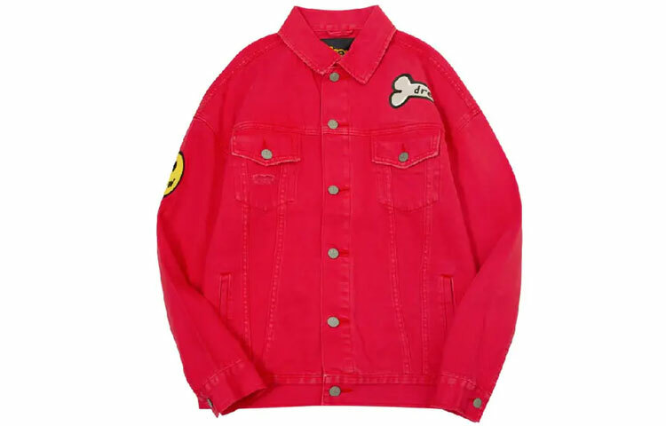 【代購】Drew House Smiley Collection Denim Jackets Unisex Red