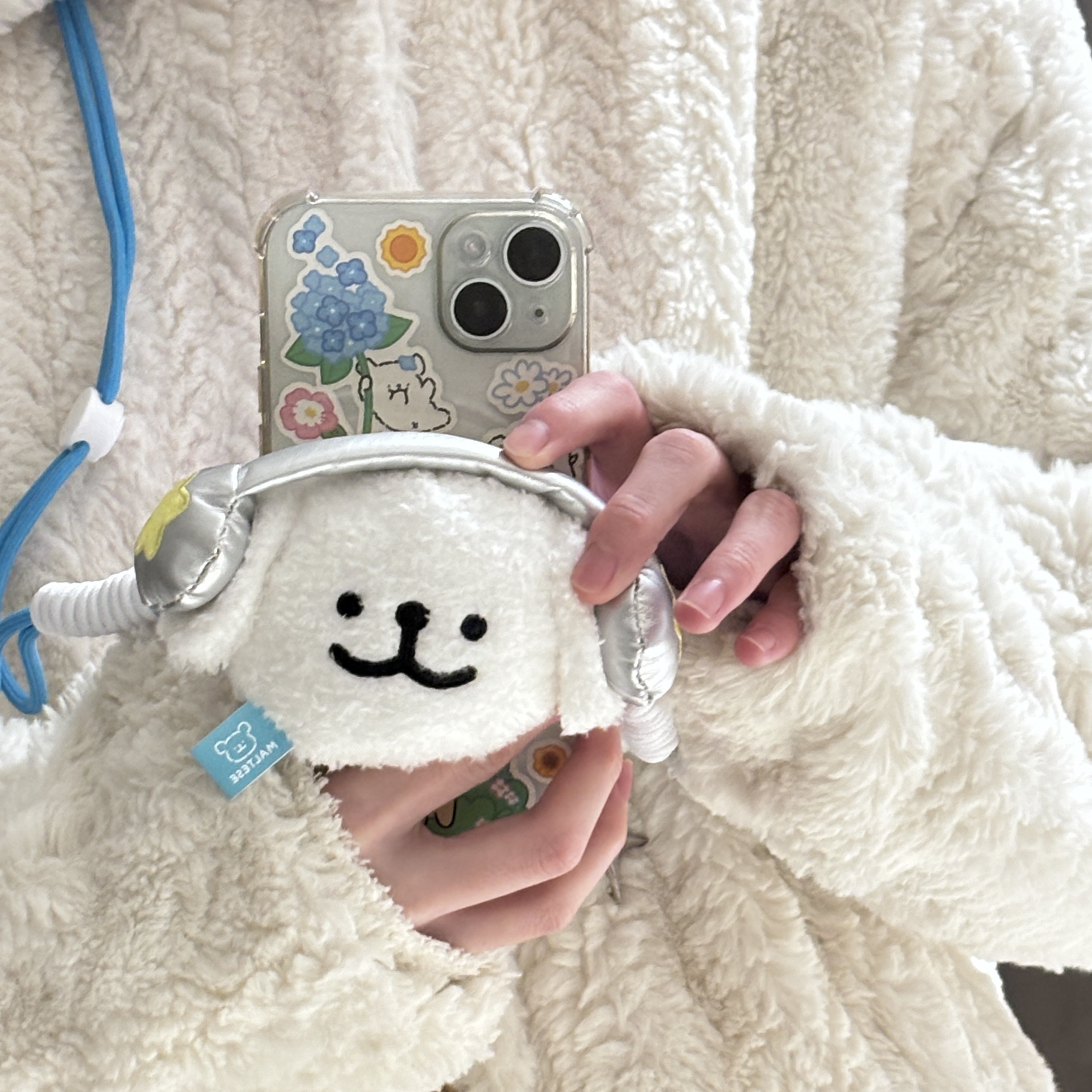 MALTESE 線條小狗 手機背夾 耳機包 零錢包 吊飾 掛繩 / 預購