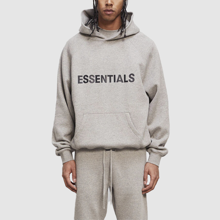 【代購】Fear Of God Essentials 3D Silicon Applique Pullover Hoodie Oatmeal Heather