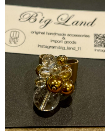 [Big Land] 水晶x赤鐵礦黃銅戒指 | NO.203