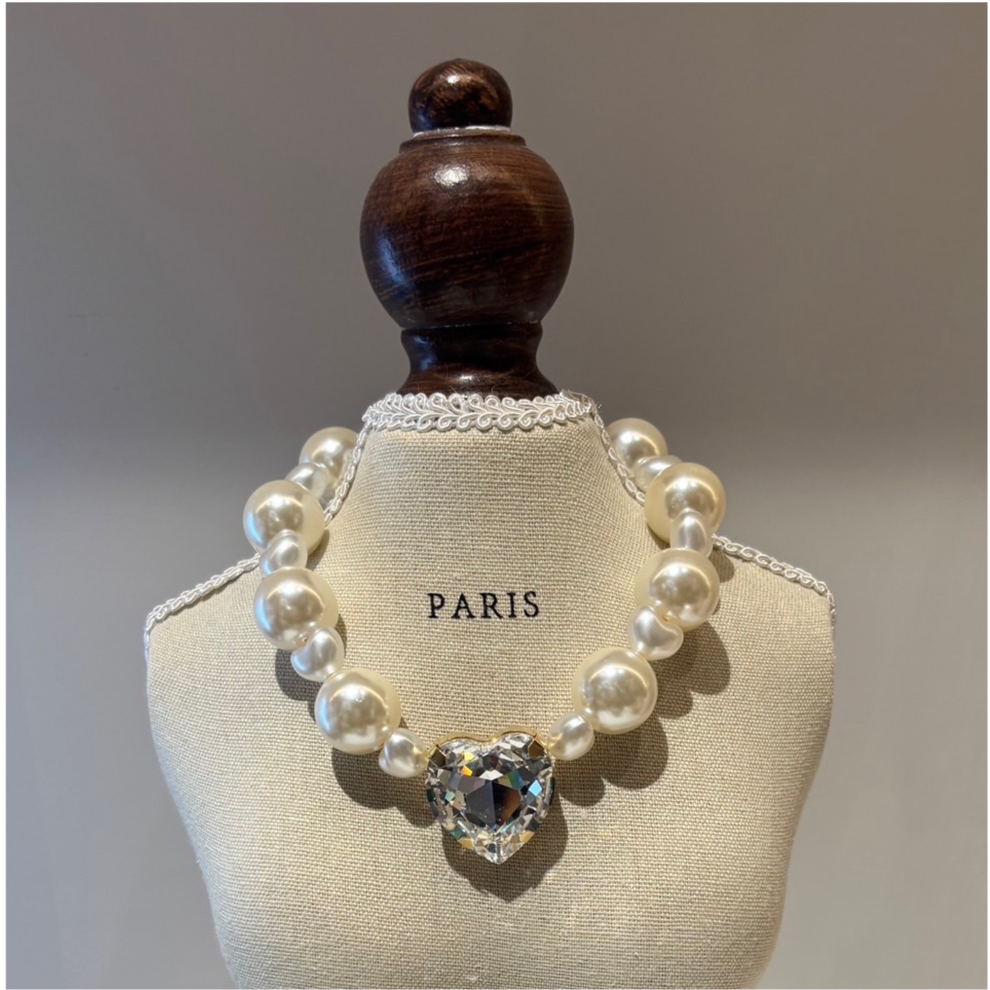 Salon de Peony 自然珍珠 x 愛心水晶項鍊