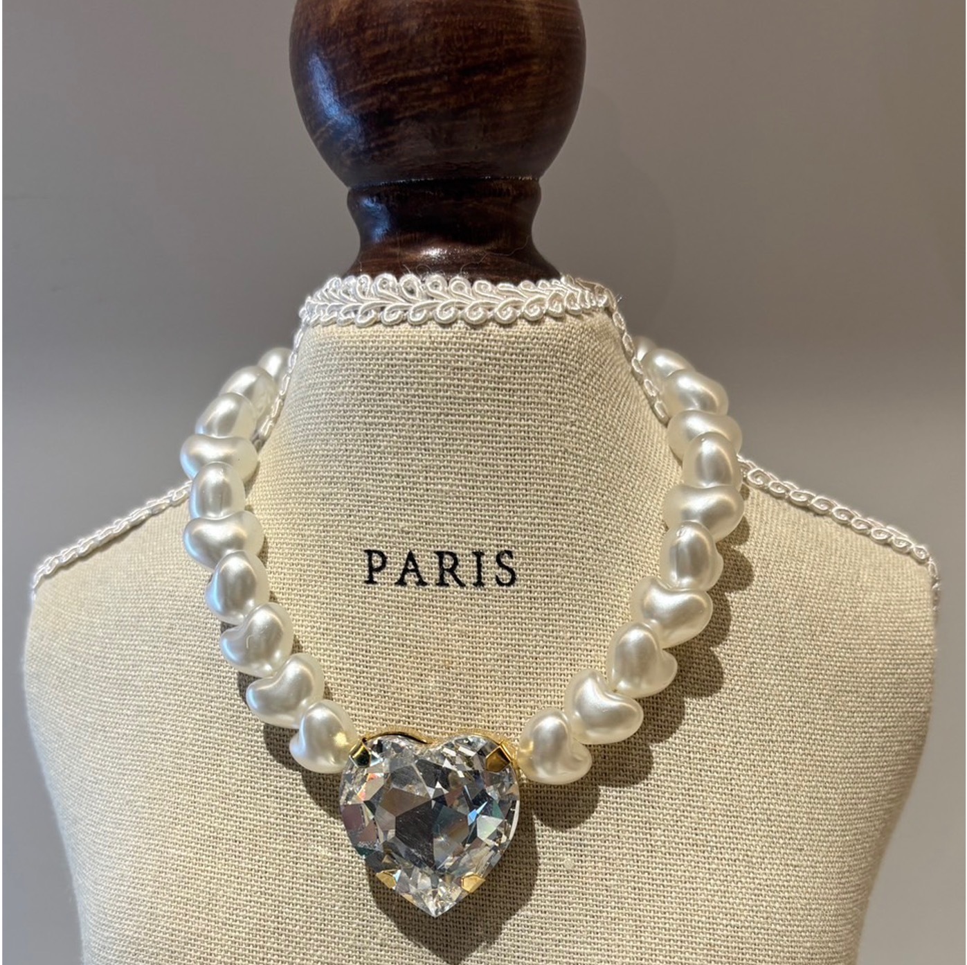 Salon de Peony 愛心珍珠 x 愛心水晶項鍊