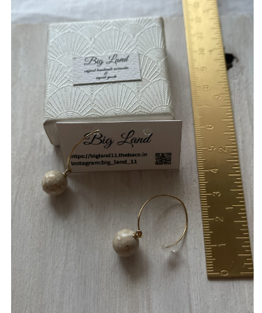 [Big Land] 河石黃銅耳針 | NO.31