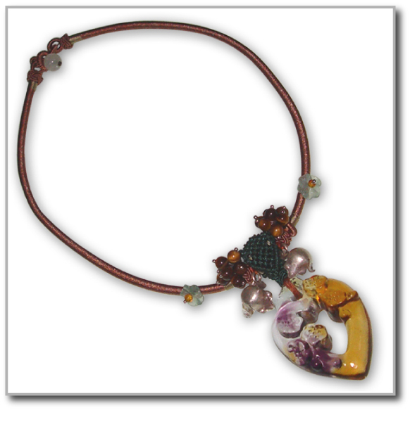 開運琉璃 鹿港窯花語項鍊 天然寶石 手工製作 送禮首選