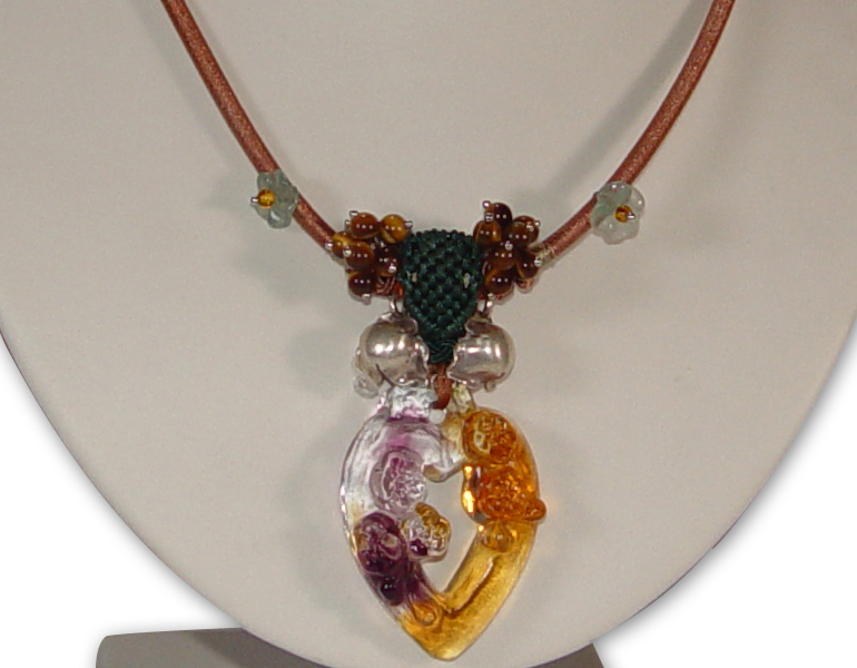 開運琉璃 鹿港窯花語項鍊 天然寶石 手工製作 送禮首選