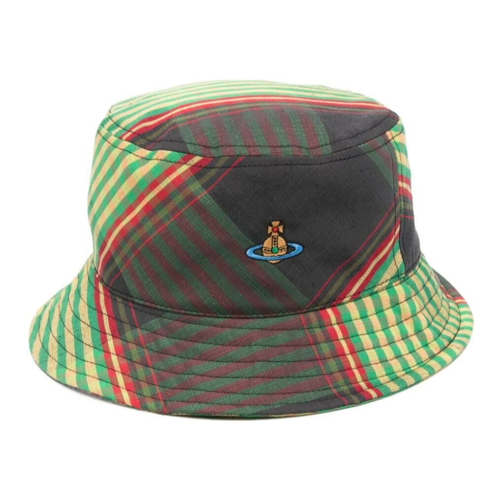 【代購】Vivienne Westwood Orb-embroidered Tartan Bucket Hat