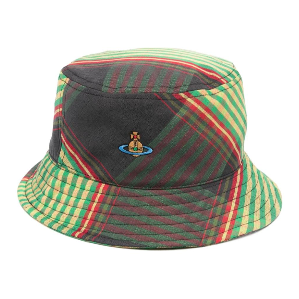 【代購】Vivienne Westwood Orb-embroidered Tartan Bucket Hat
