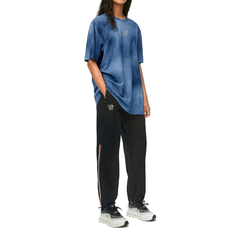 【代購】LOEWE x On Smudge Effect Crew Neck Loose Fit Pullover Short-Sleeved T-Shirt Unisex Blue