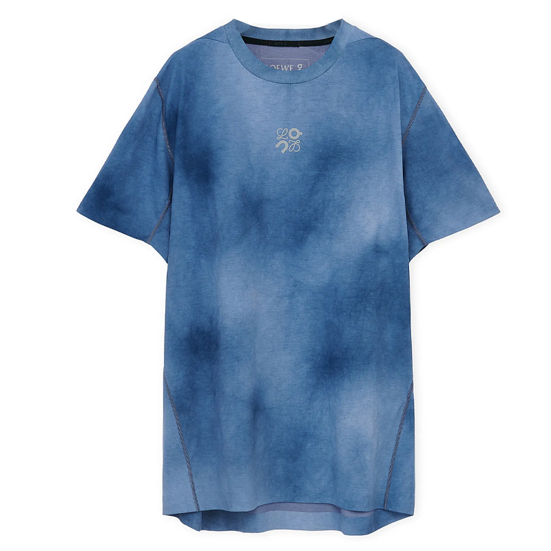 【代購】LOEWE x On Smudge Effect Crew Neck Loose Fit Pullover Short-Sleeved T-Shirt Unisex Blue