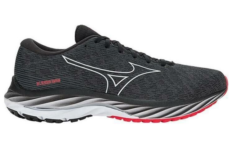 【代購】Mizuno Wave Rider 26 Anti-Slip Wear-Resistant Low-Top Running Shoes Unisex Black Red