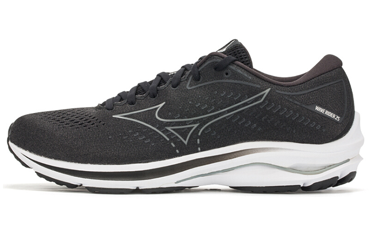 【代購】Mizuno Wave Rider 25 Anti-Slip And Wear-Resistant Breathable Low-Top Running Shoes Unisex Black