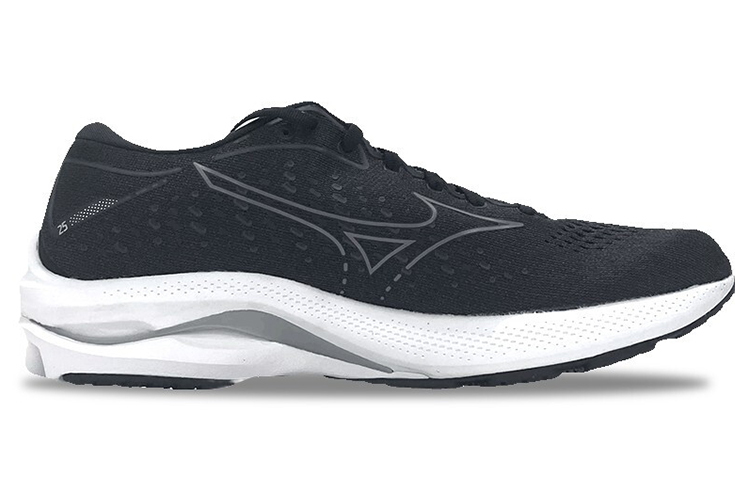 【代購】Mizuno Wave Rider 25 Anti-Slip And Wear-Resistant Breathable Low-Top Running Shoes Unisex Black