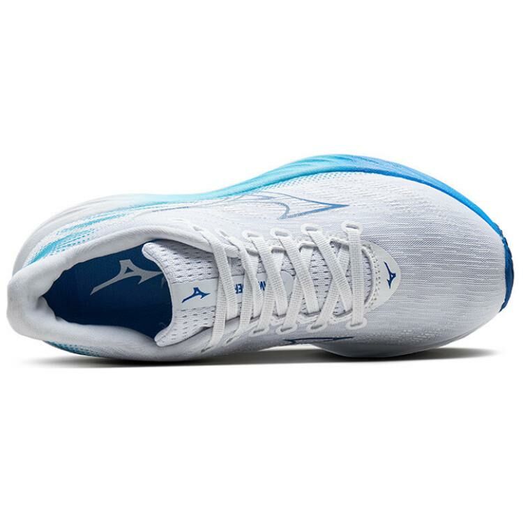 【代購】Mizuno Wave Rider 28 Durable Breathable Low-Top Running Shoes Unisex White Blue