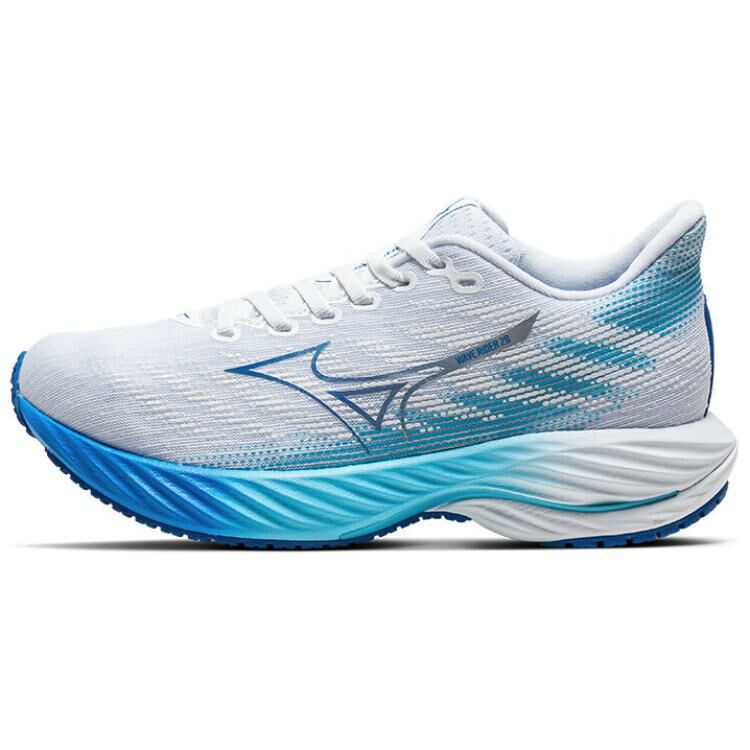 【代購】Mizuno Wave Rider 28 Durable Breathable Low-Top Running Shoes Unisex White Blue