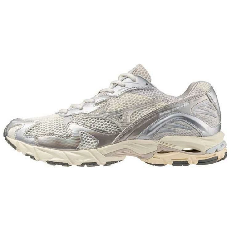 【代購】Mizuno Wave Rider 10 Cushioning Wear-Resistant Low-Top Running Shoes Men's Silver White