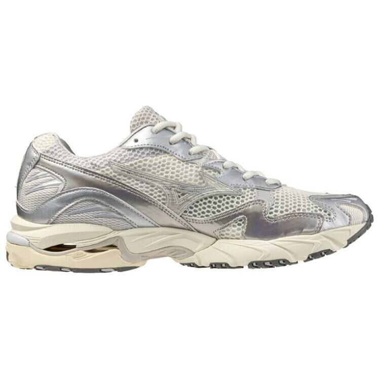 【代購】Mizuno Wave Rider 10 Cushioning Wear-Resistant Low-Top Running Shoes Men's Silver White