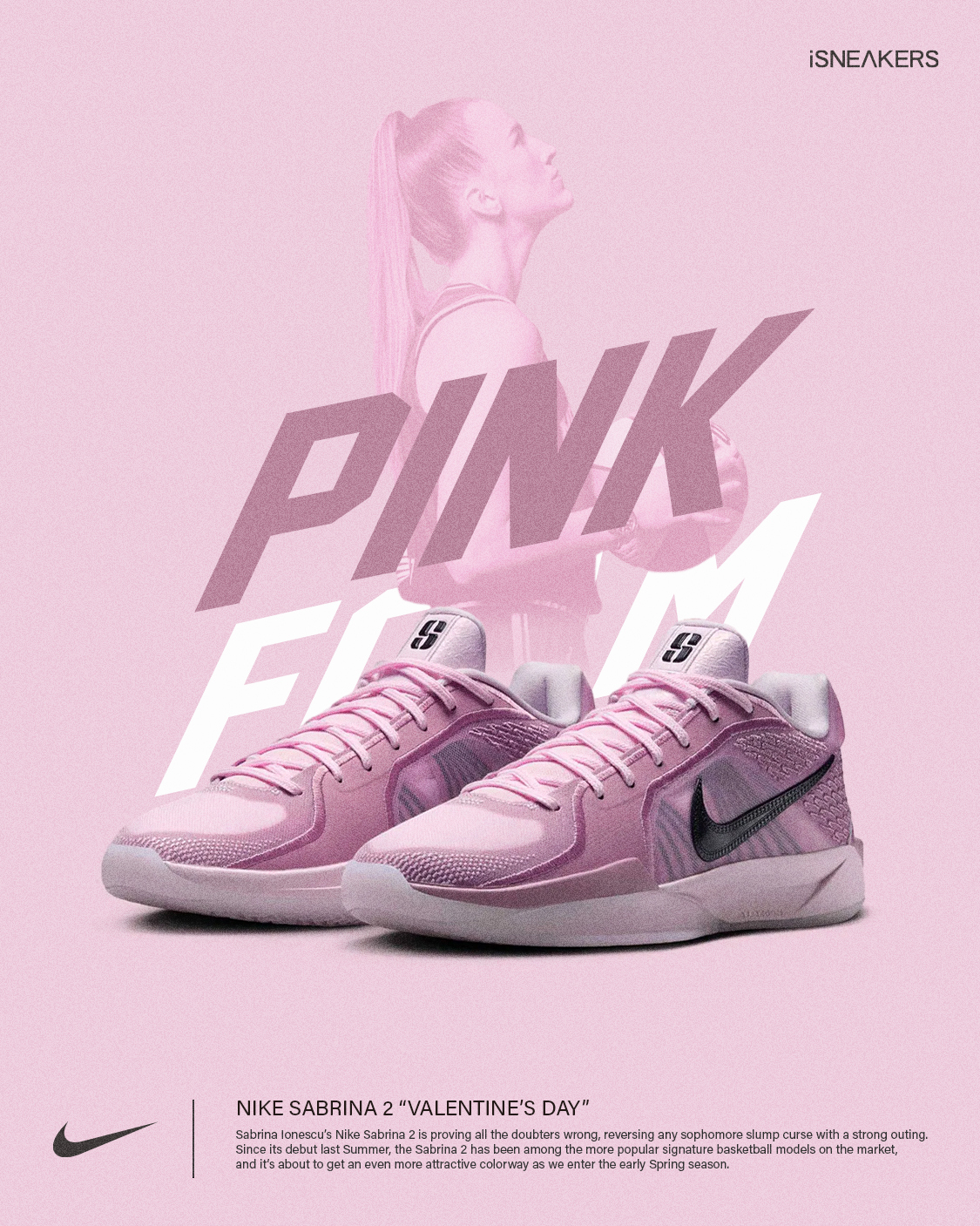 iSNEAKERS｜Nike Sabrina 2 EP "Pink Foam" 情人節 FZ1517-601
