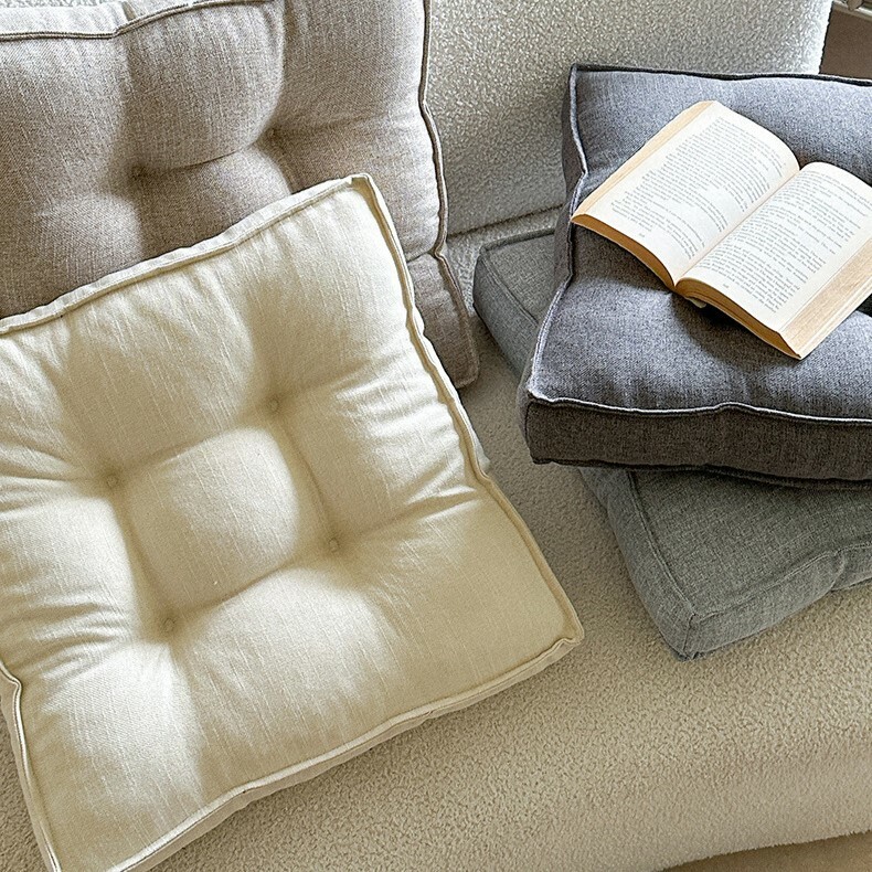 《5616》棉麻純色加厚坐墊