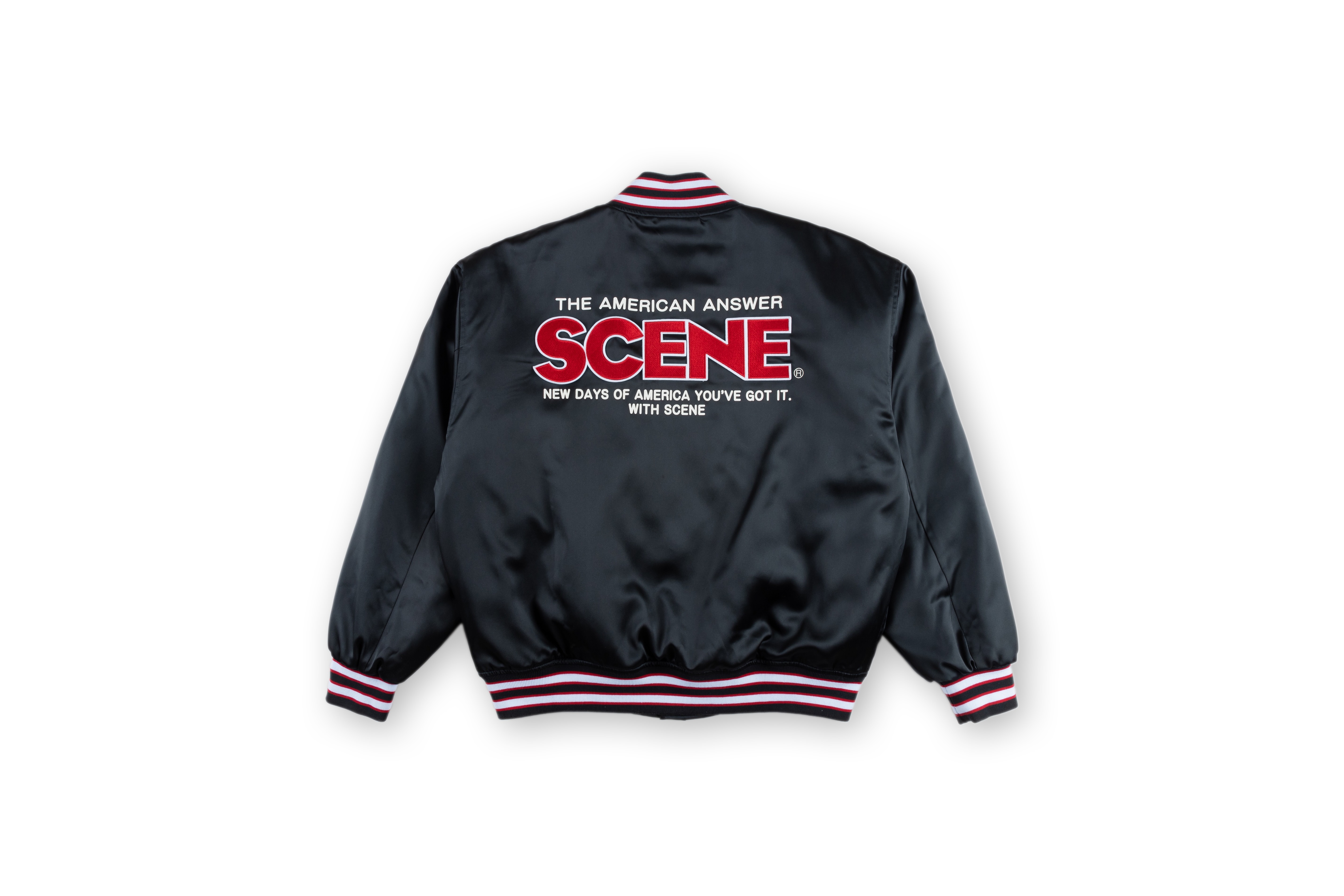 Satin Varsity Jacket // Black & Red