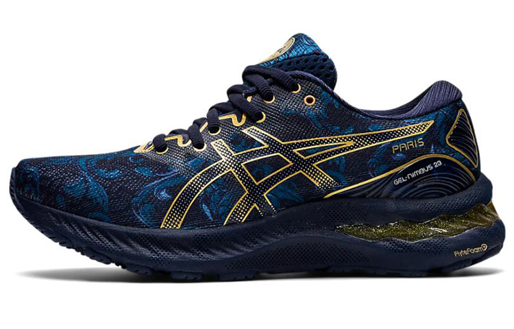 【代購】Asics GEL-Nimbus 23 Anti-Slip And Wear-Resistant Balance Cushioning Low-Top Running Shoes Women's Blue Gold