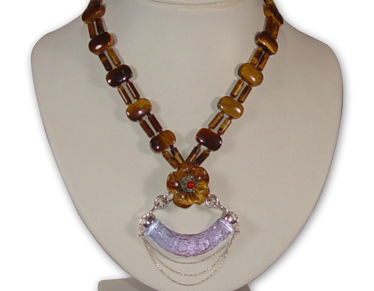 纏綿花語項鍊｜天然虎眼石琉璃開運招財精品