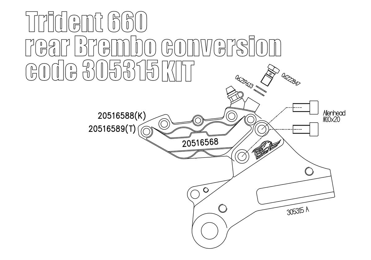 Free Spirits Trident660 專用 後卡鉗 Brembo套件