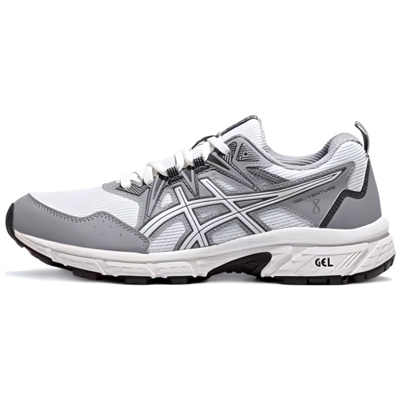 【代購】Asics Gel-Venture 8 Anti-Slip Wear-Resistant Low-Top Trail Running Running Shoes Women's Gray White