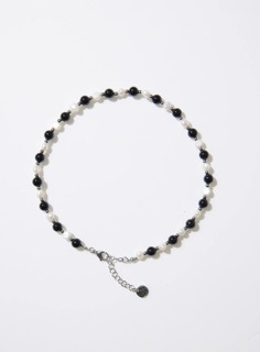 Mixture-MP015 淡水巴洛克珍珠拼接黑瑪瑙石 / 鋼珠項鍊