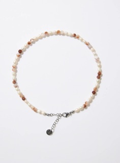 Mixture-MP018 淡水珍珠拼接咖啡色系天然石項鍊