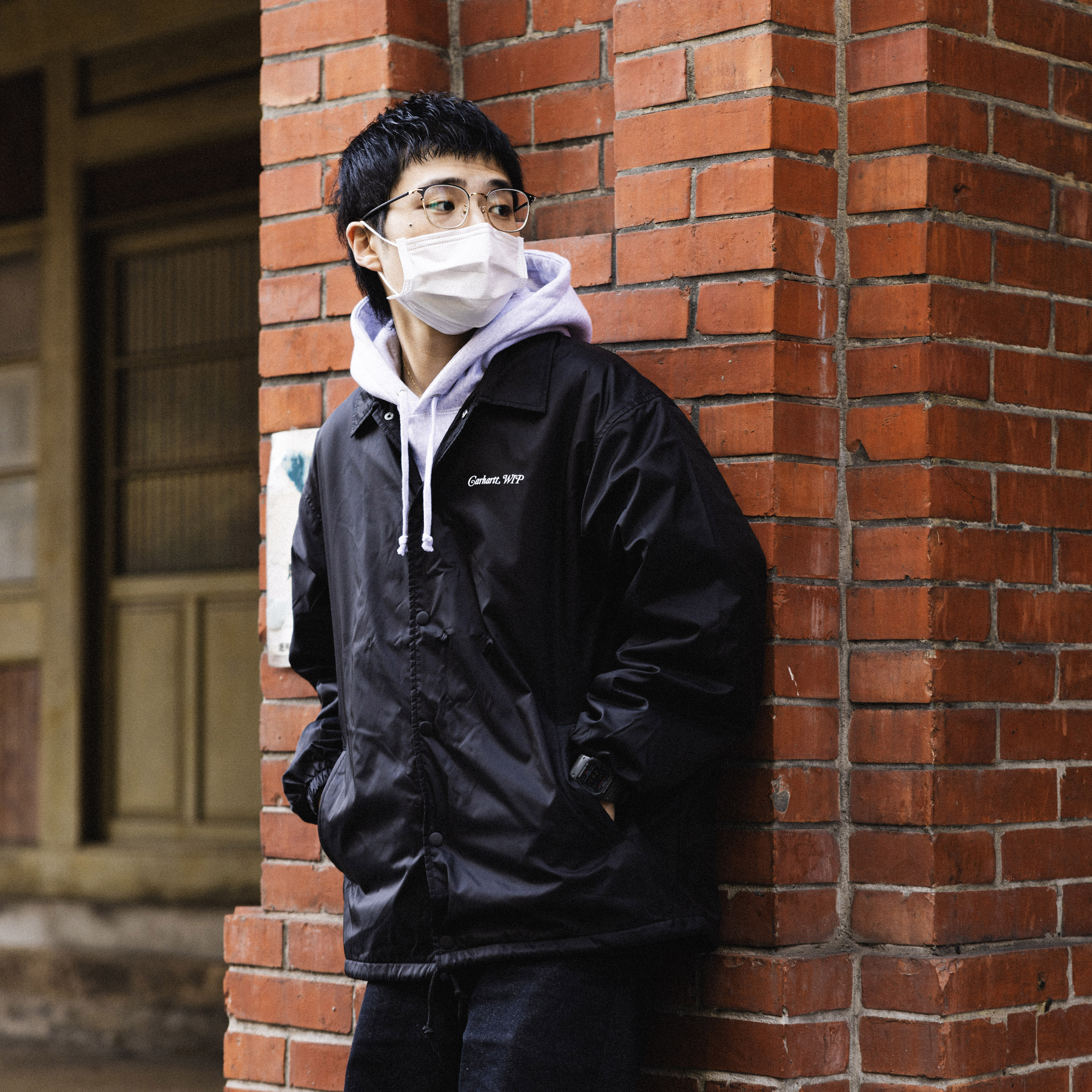 -(E17a04)-CARHARTT WIP HARTT BREAKER COACH JACKET 愛心圖案 防風 教練外套 黑-A251003-89XX