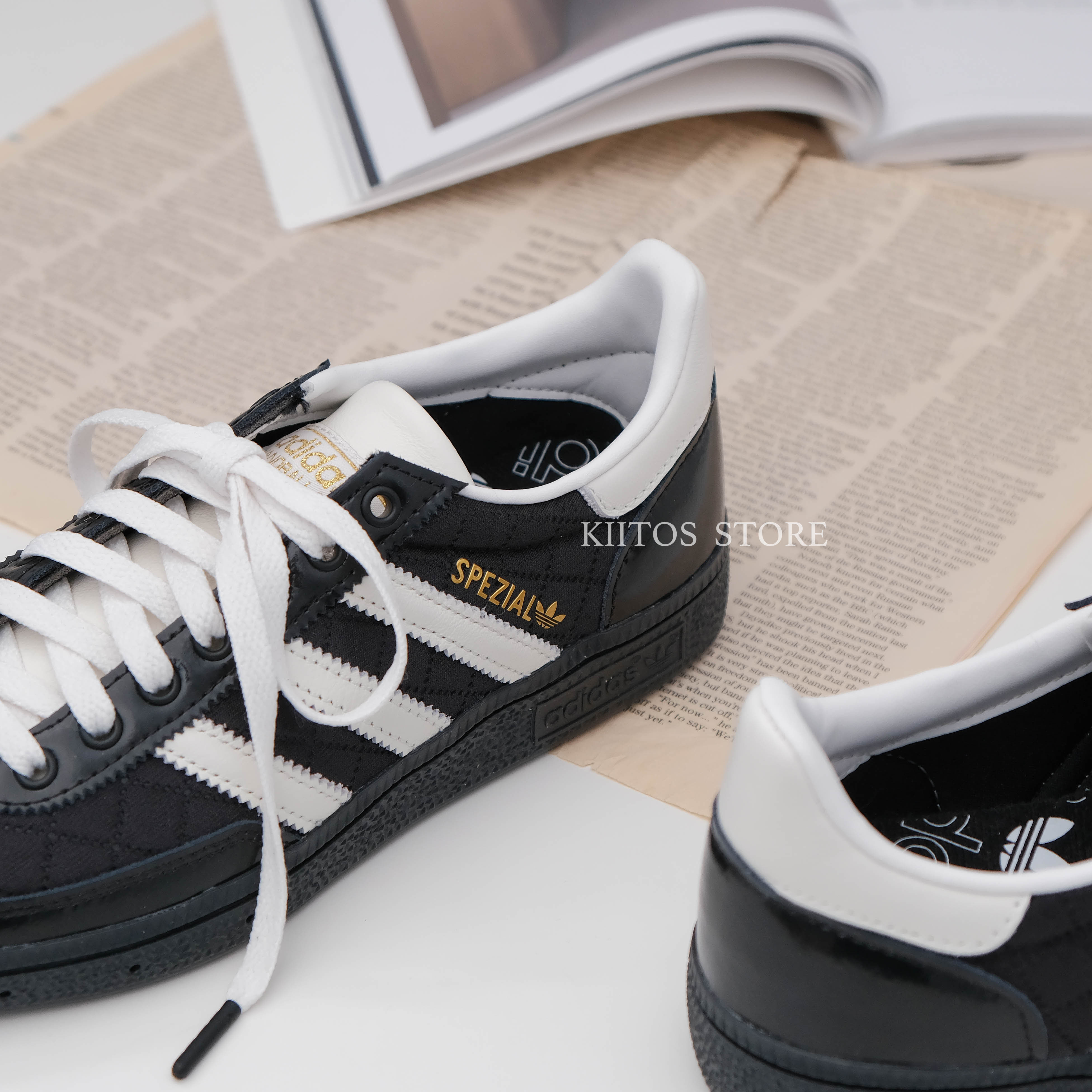 【現貨】 Adidas Handball Spezial "Black White"  菱格紋 漆皮 黑白 小香風 復古 德訓鞋  JP5669