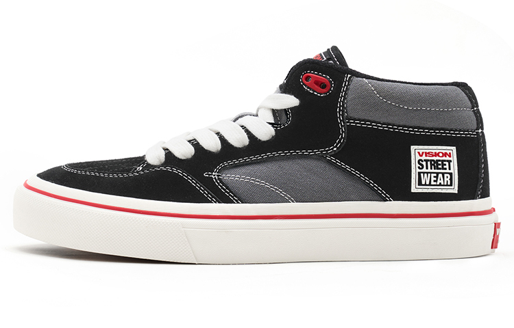 【代購】Vision Street Wear Concave Cushioned Wear-Resistant Support Mid-Top Skateboard Shoes Unisex Black Gray