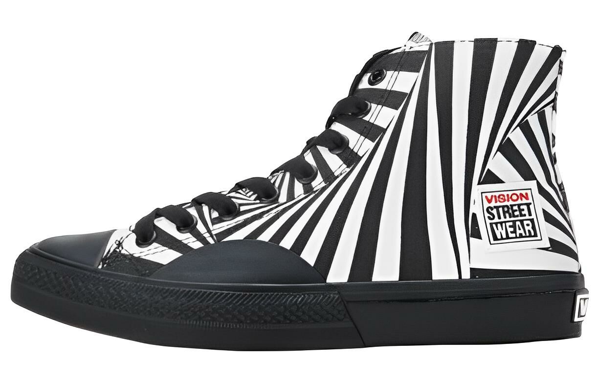 【代購】Vision Street Wear 80's Canvas Hi Anti-Slip Wear-Resistant High-Top Canvas Shoes Unisex Black White