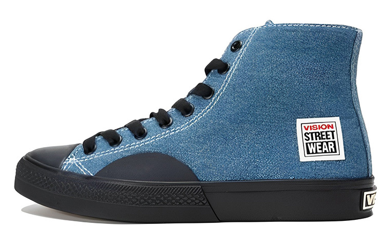 【代購】Vision Street Wear Anti-Slip Wear-Resistant High-Top Canvas Shoes Unisex Blue