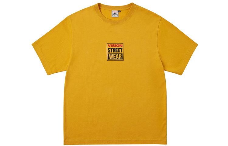 【代購】Vision Street Wear Drop Shoulder Sleeve Short-Sleeved T-Shirts Unisex Medium Yellow