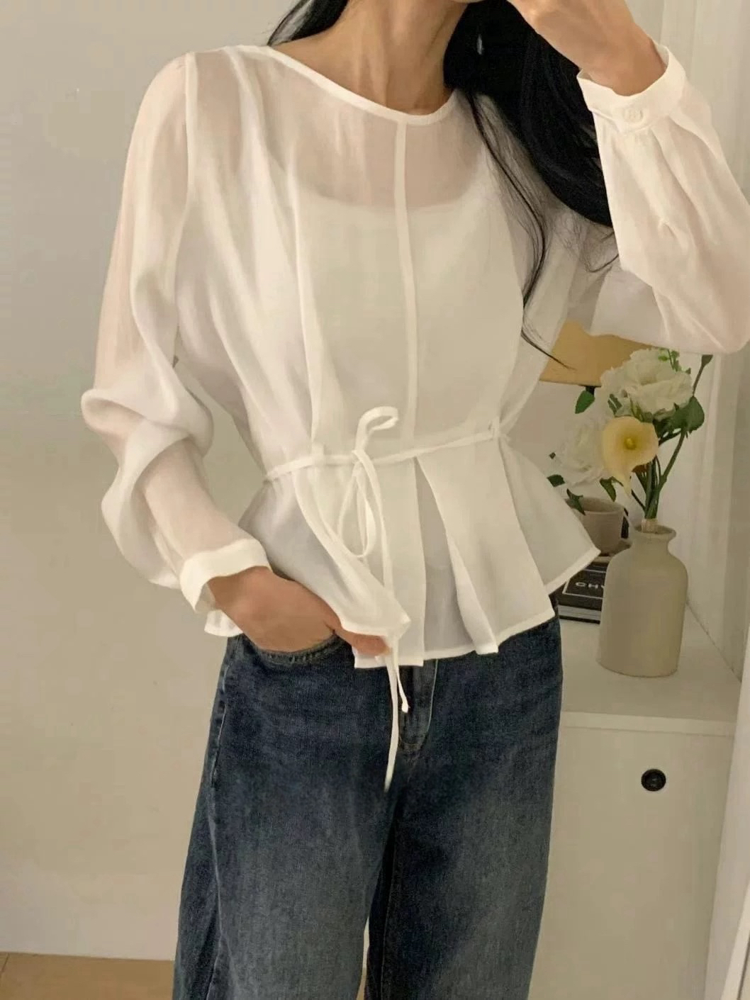 See through pleats blouse