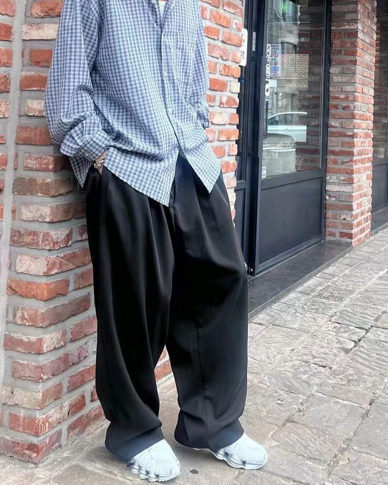 三褶泡泡寬鬆休閒褲