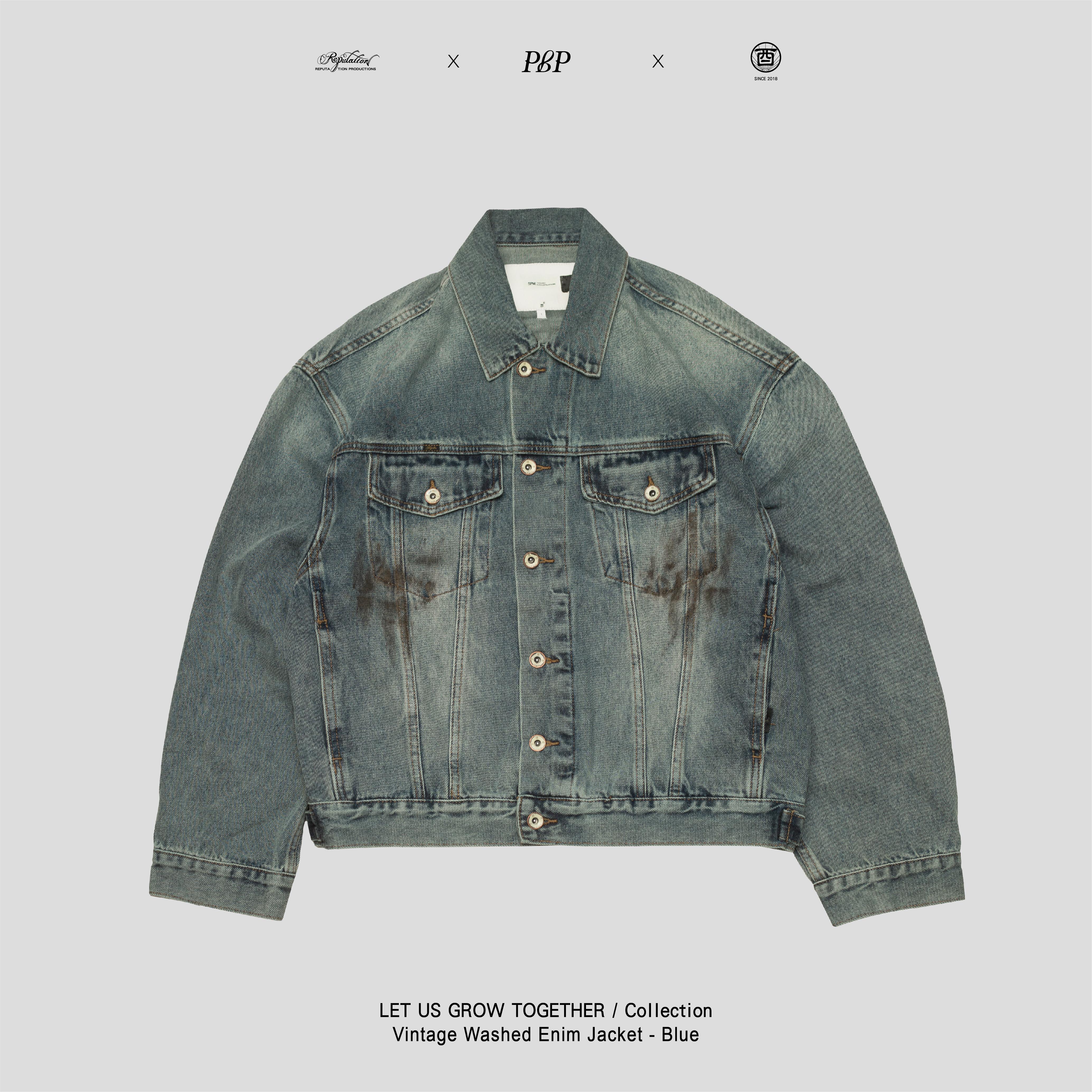 P.B.P X  酉5pm.twcaudex® X RPTN - VINTAGE WASHED DENIM JACKET  - BLUE
