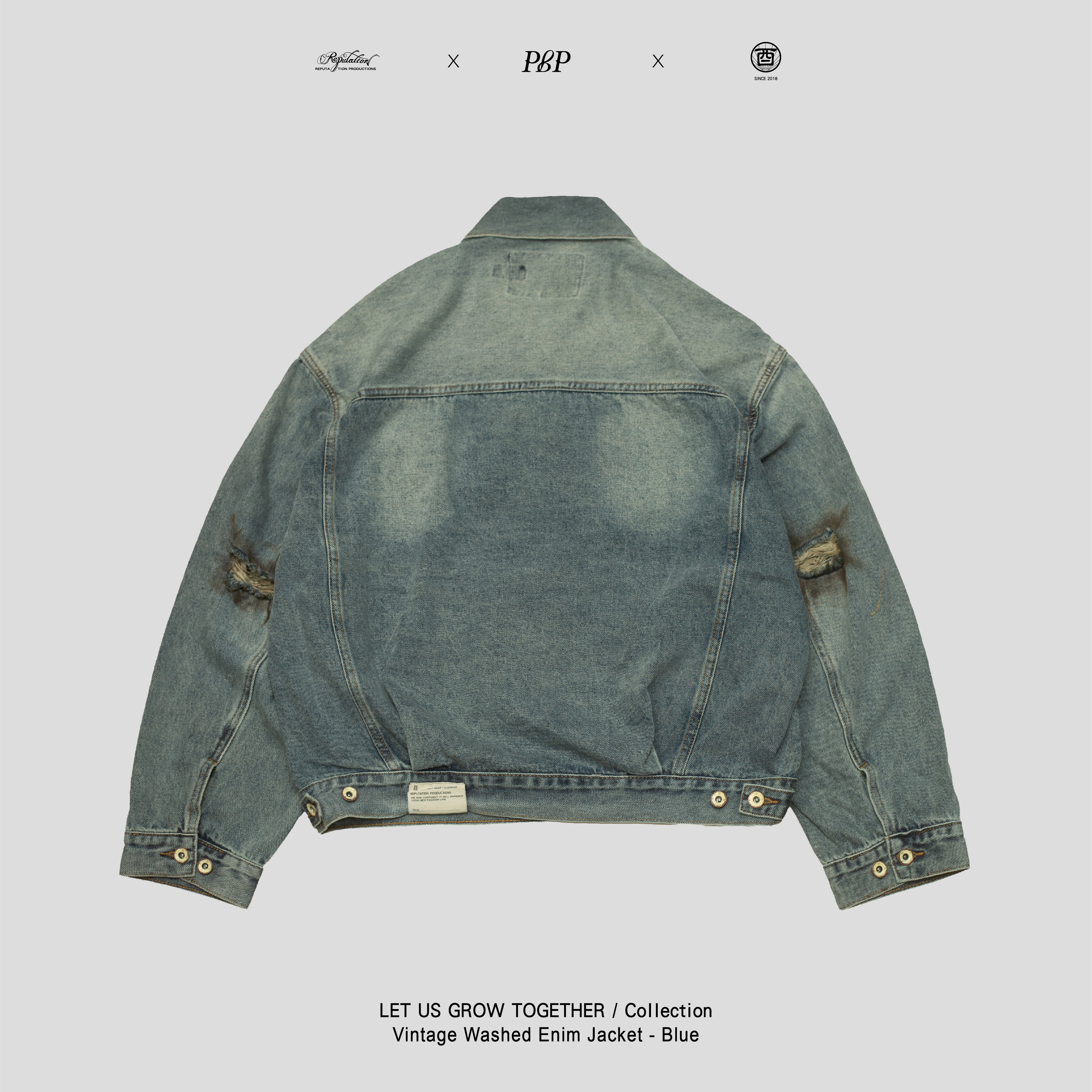 P.B.P X  酉5pm.twcaudex® X RPTN - VINTAGE WASHED DENIM JACKET  - BLUE
