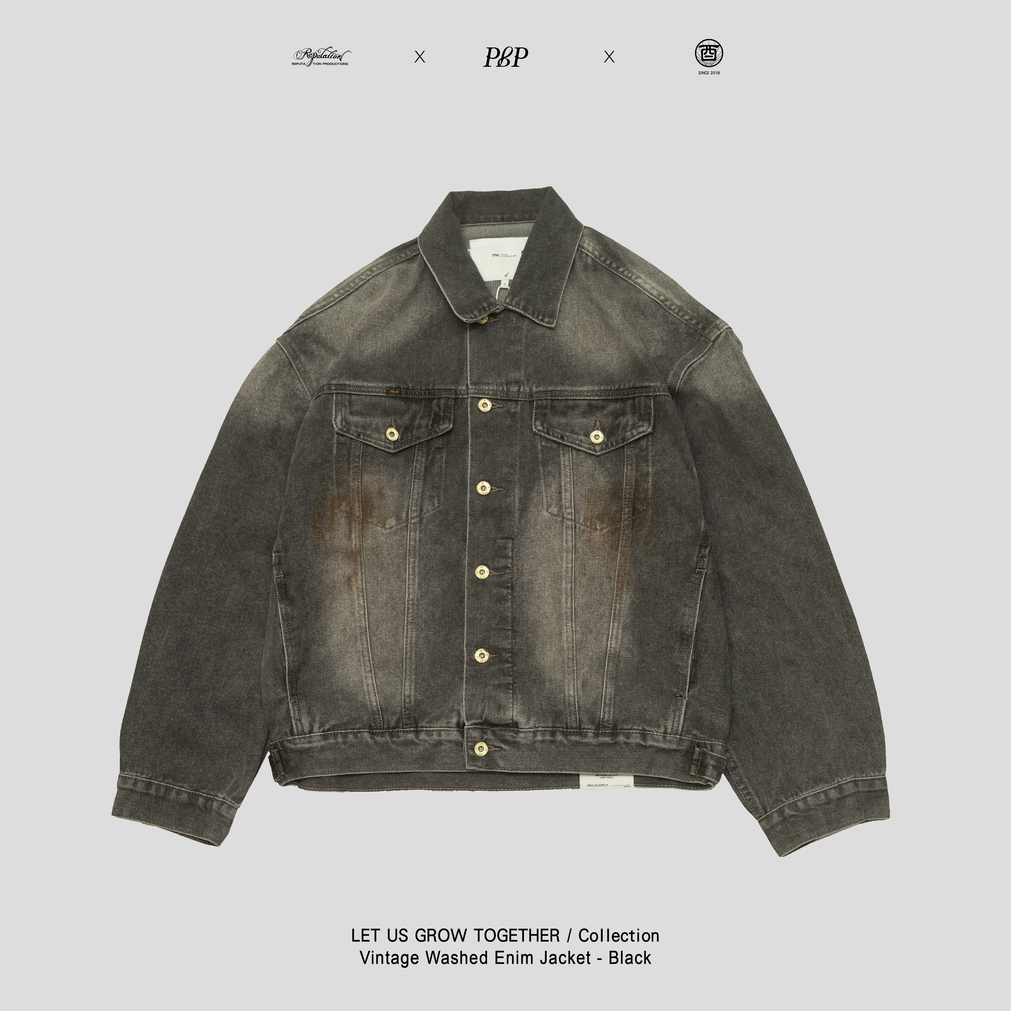 P.B.P X  酉5pm.twcaudex® X RPTN - VINTAGE WASHED DENIM JACKET  - BLACK