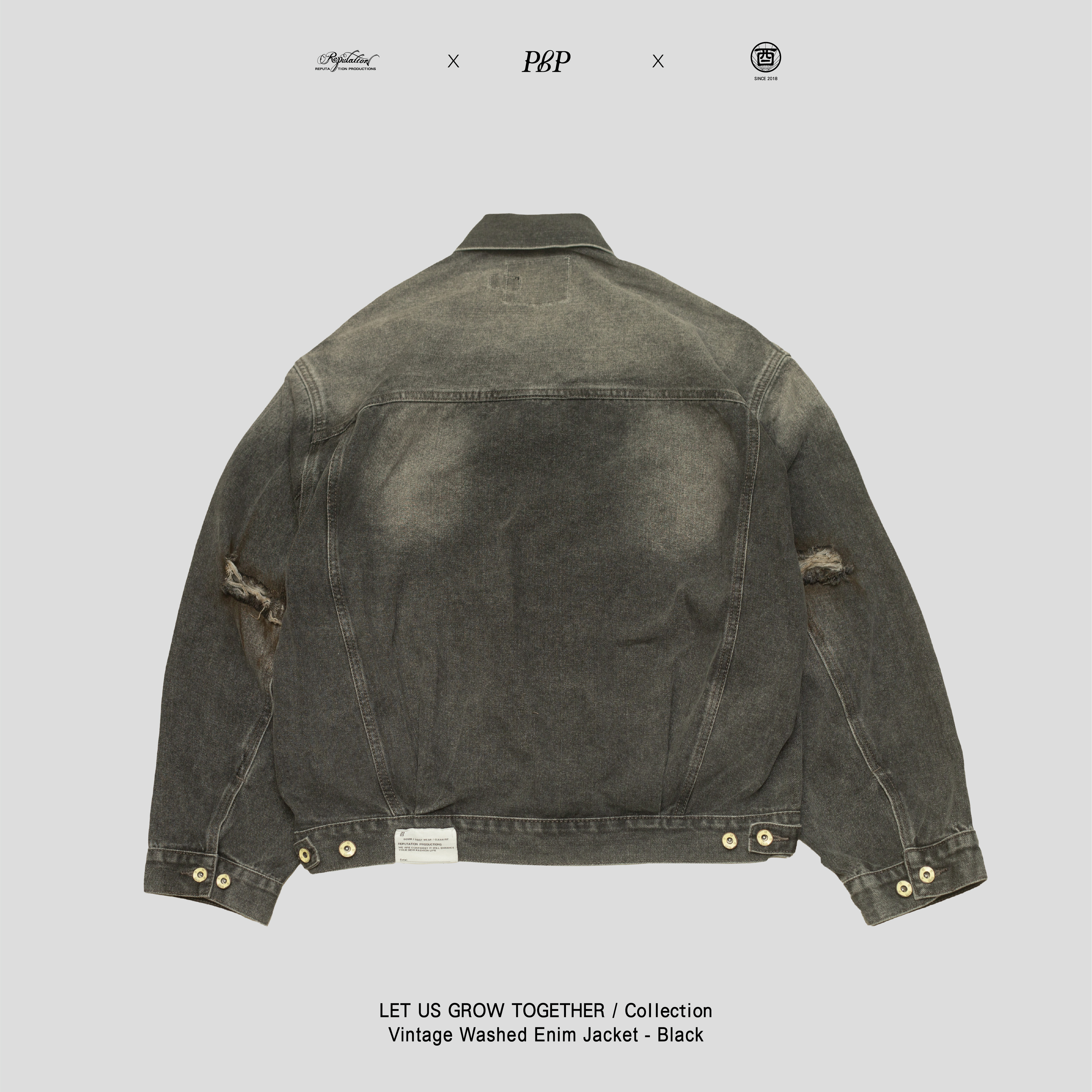 P.B.P X  酉5pm.twcaudex® X RPTN - VINTAGE WASHED DENIM JACKET  - BLACK