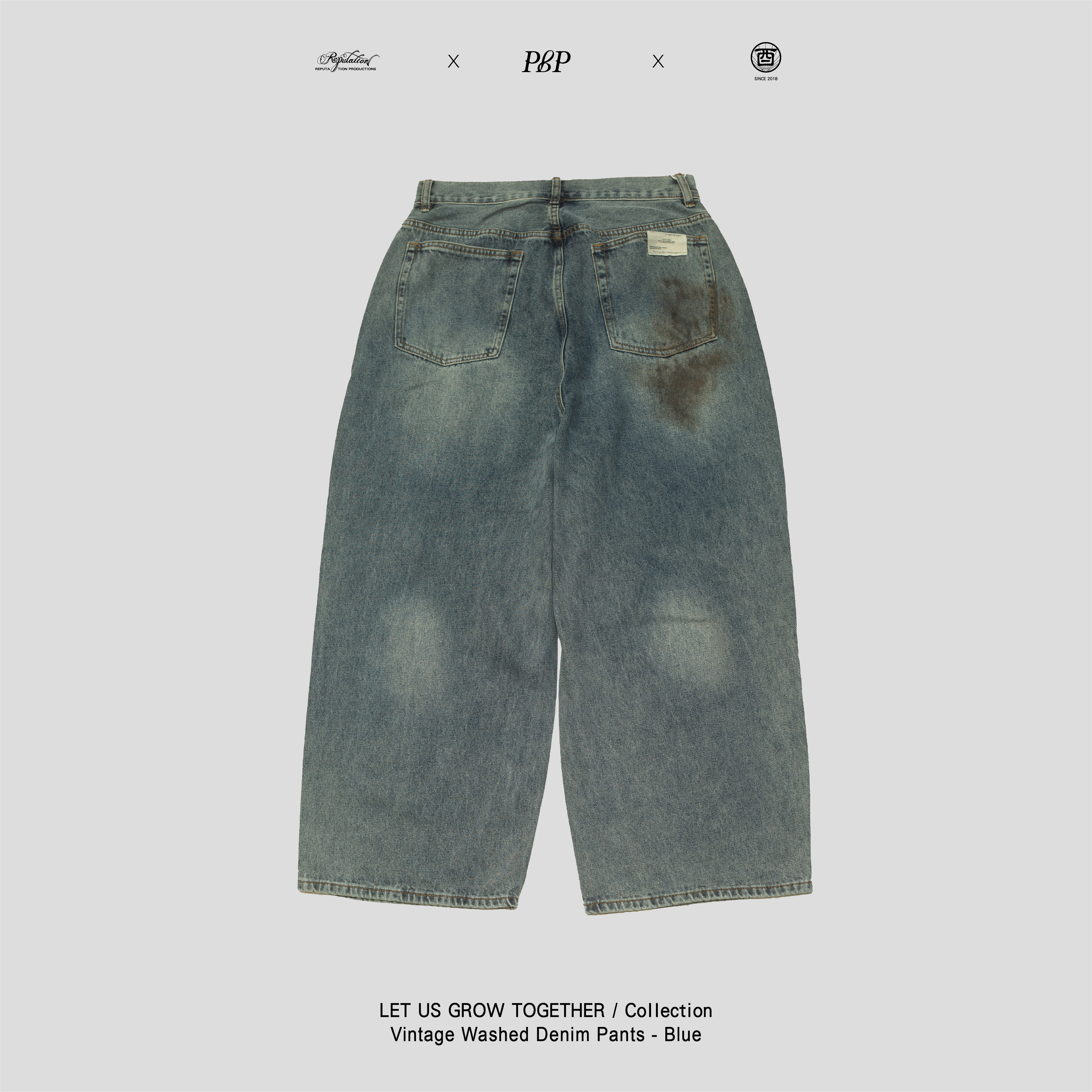 P.B.P X  酉5pm.twcaudex® X RPTN - VINTAGE WASHED DENIM PANTS  - BLUE