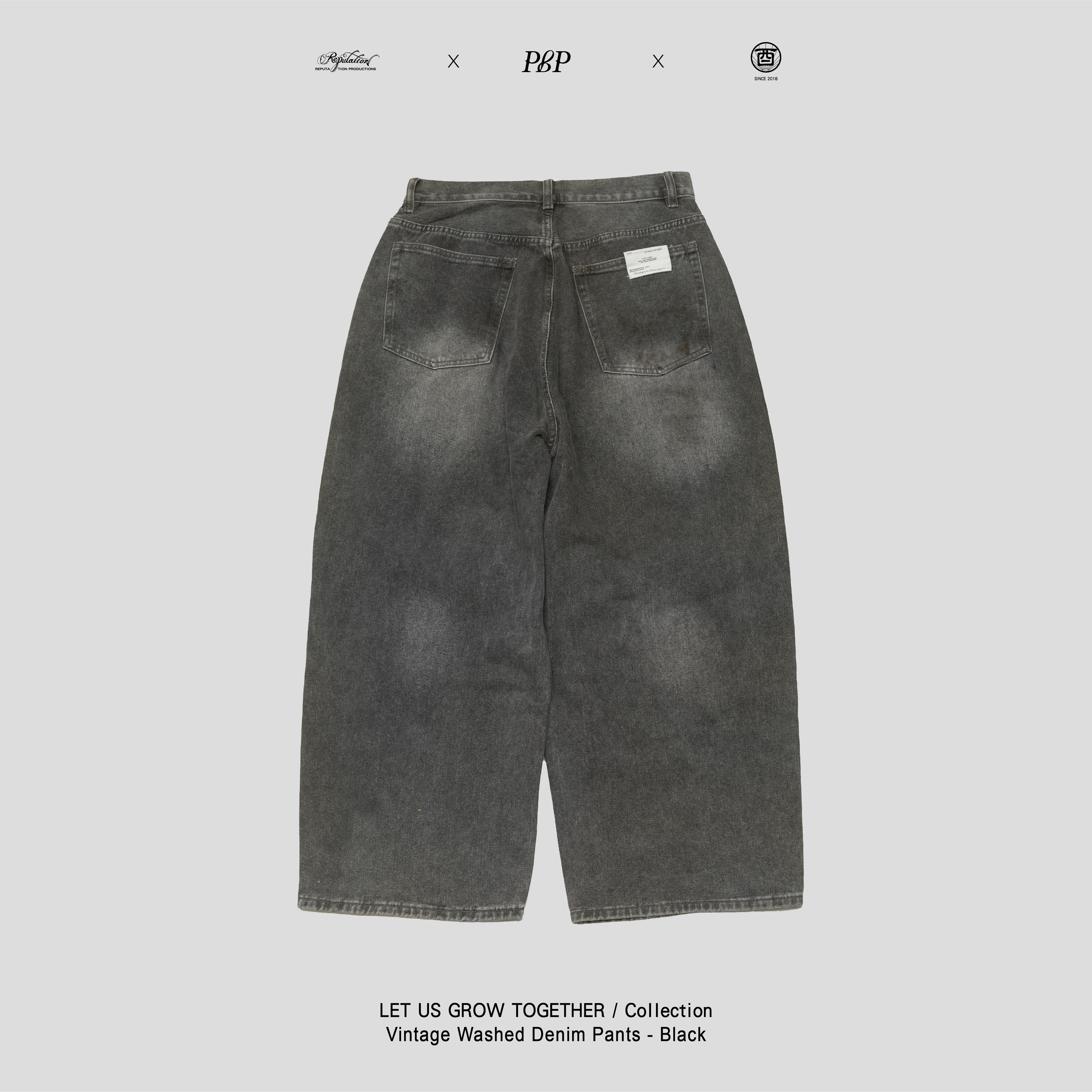 P.B.P X  酉5pm.twcaudex® X RPTN - VINTAGE WASHED DENIM PANTS  - BLACK