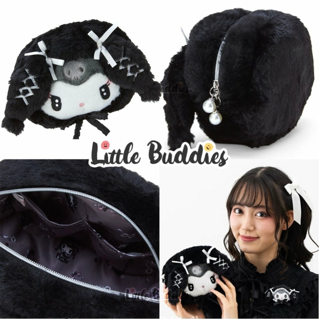 日版 Melody & Kuromi 月夜MeloKuro設計系列 頭型手拿包 化妝袋