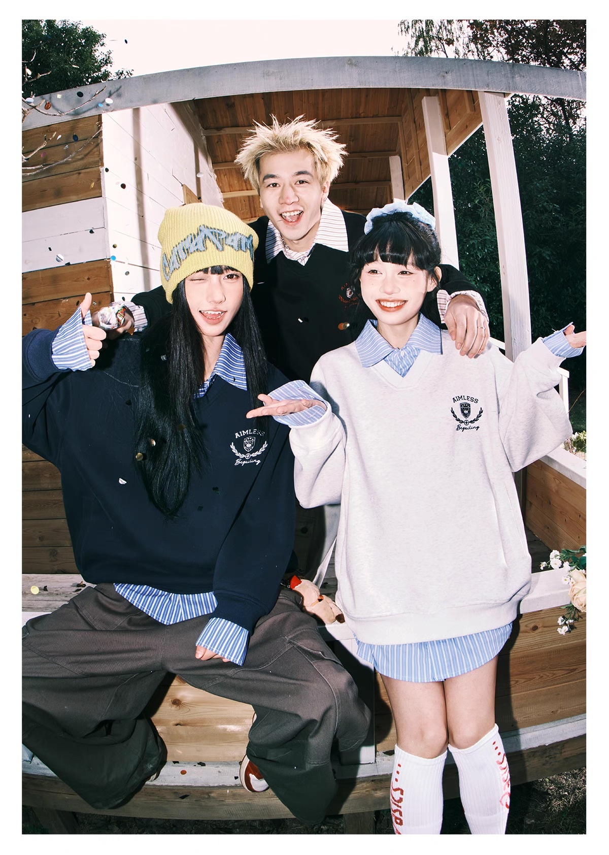 LEMANISM 條紋 拼接 假兩件 翻領POLO衫