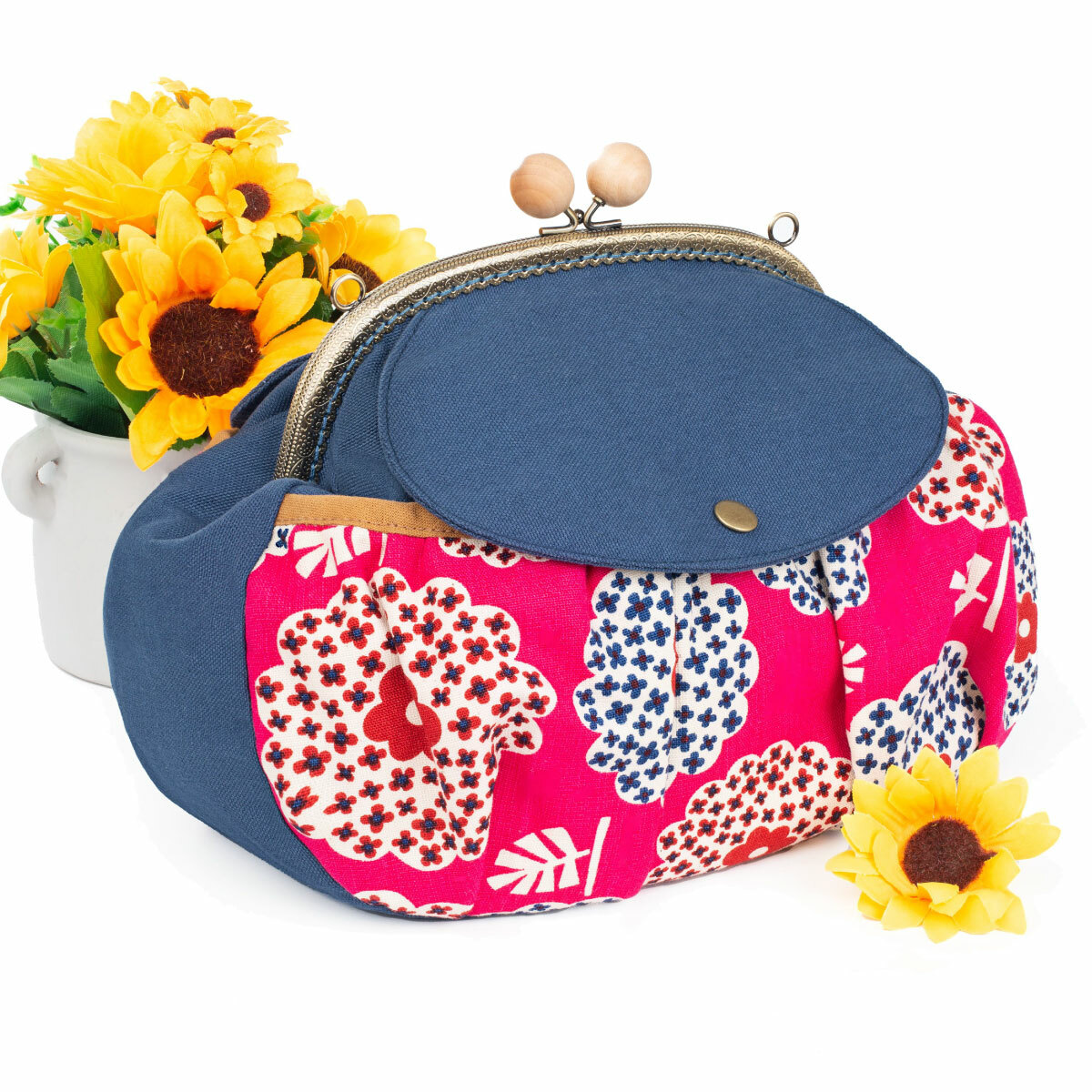 20.5公分木珠頭半圓口金【贈蓋子口袋側背包紙型】