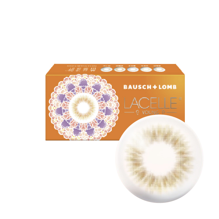 博士倫蕾絲漾眸冰淇淋系列彩色月拋甜橙棕(1片）