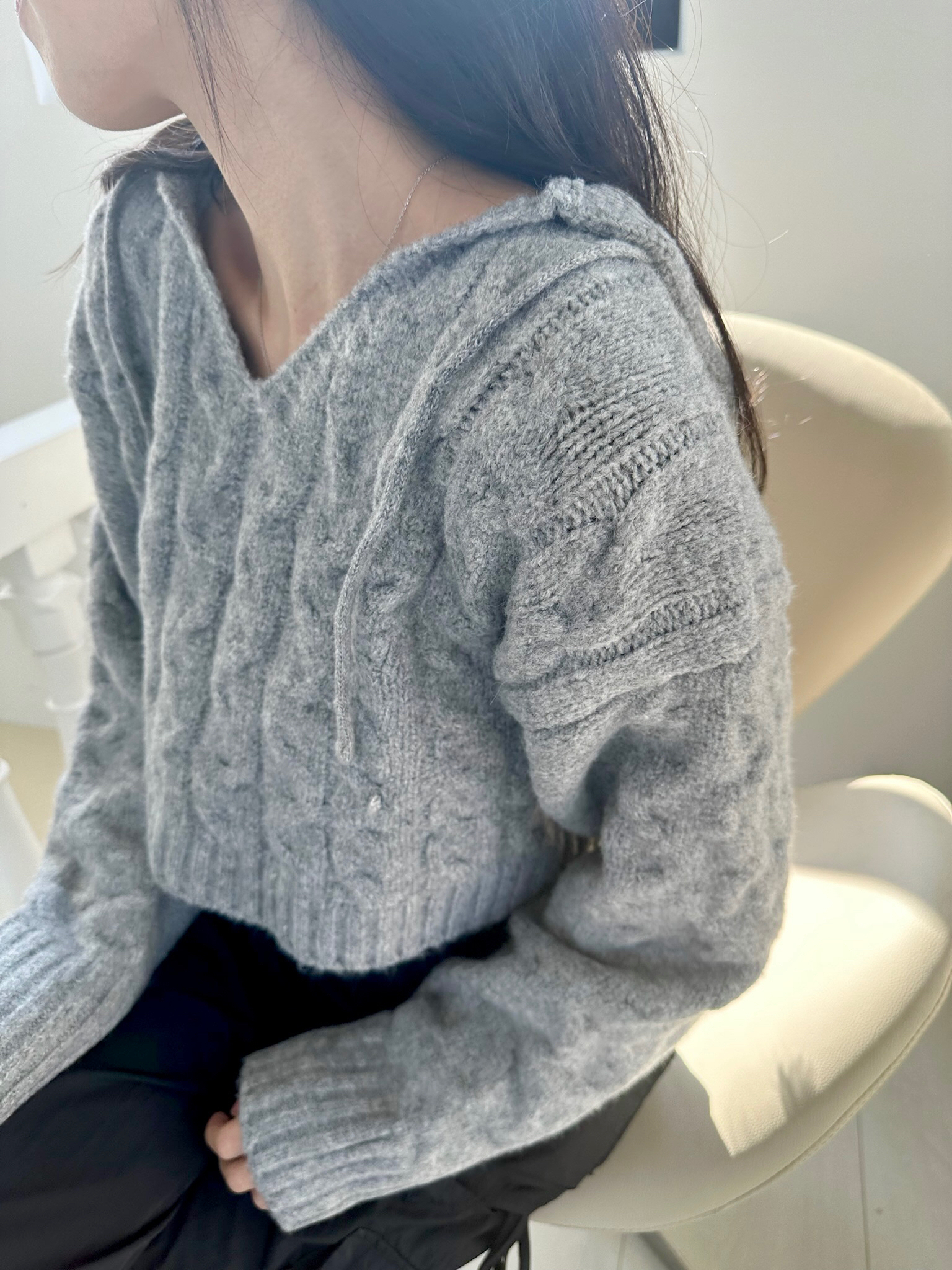 迷人浪漫麻花連帽毛衣