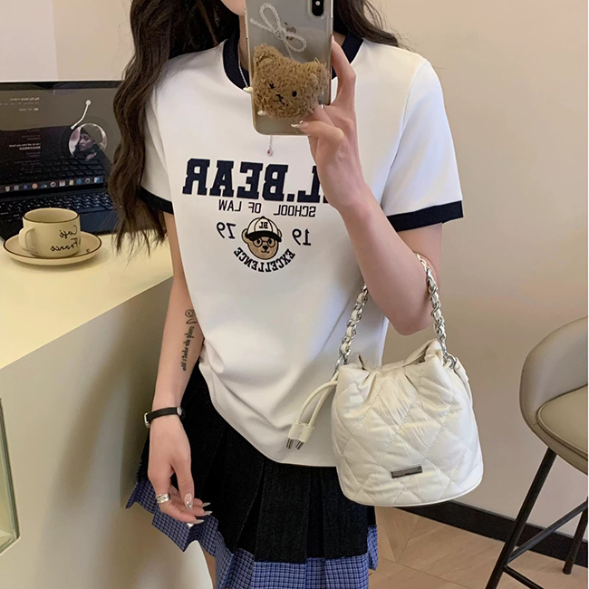 25SS小熊領口配色短袖上衣-兩色預購