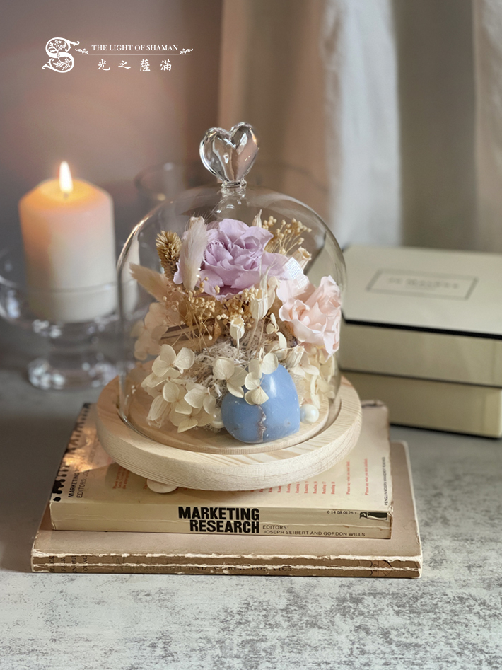 桃花愛心天使石玫瑰永生花擺飾組 開啟戀愛桃花、聚富”磁場 - 光之薩滿